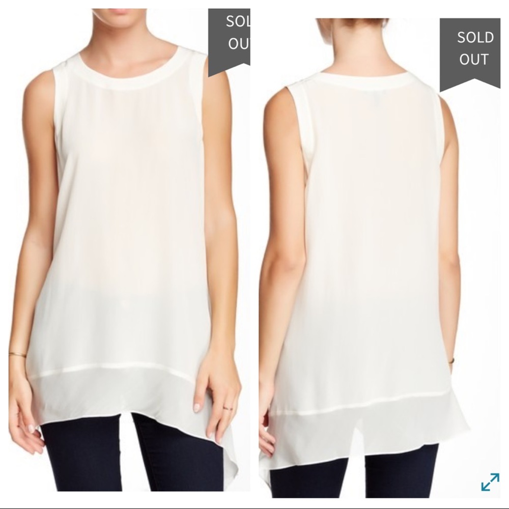 Eileen Fisher Cream Sleeveless High-Low Tank Top